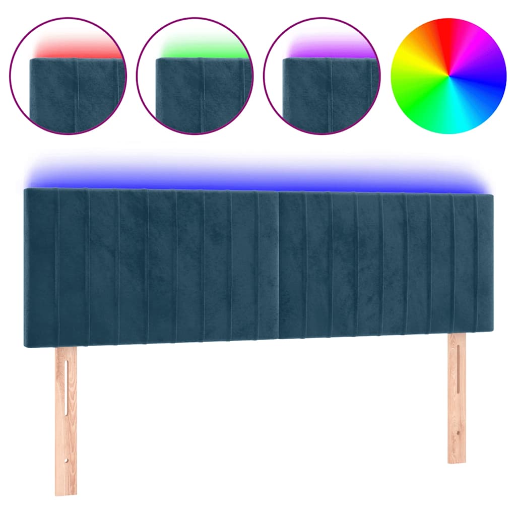 LED Kopfteil Dunkelblau 144x5x78/88 cm Samt
