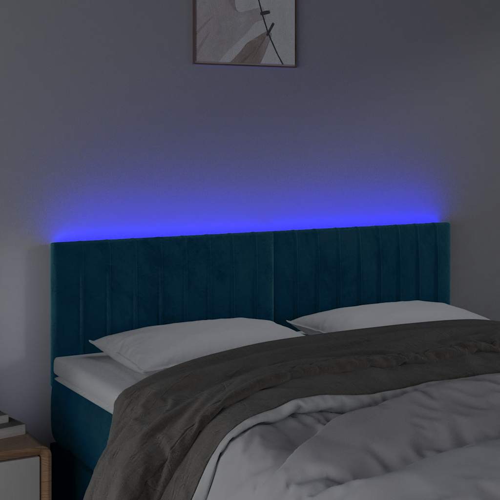 LED Kopfteil Dunkelblau 144x5x78/88 cm Samt