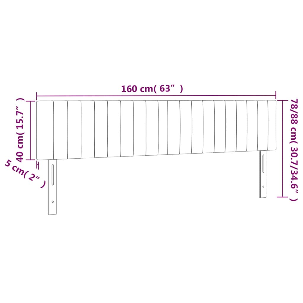 LED Kopfteil Dunkelgrün 160x5x78/88 cm Samt