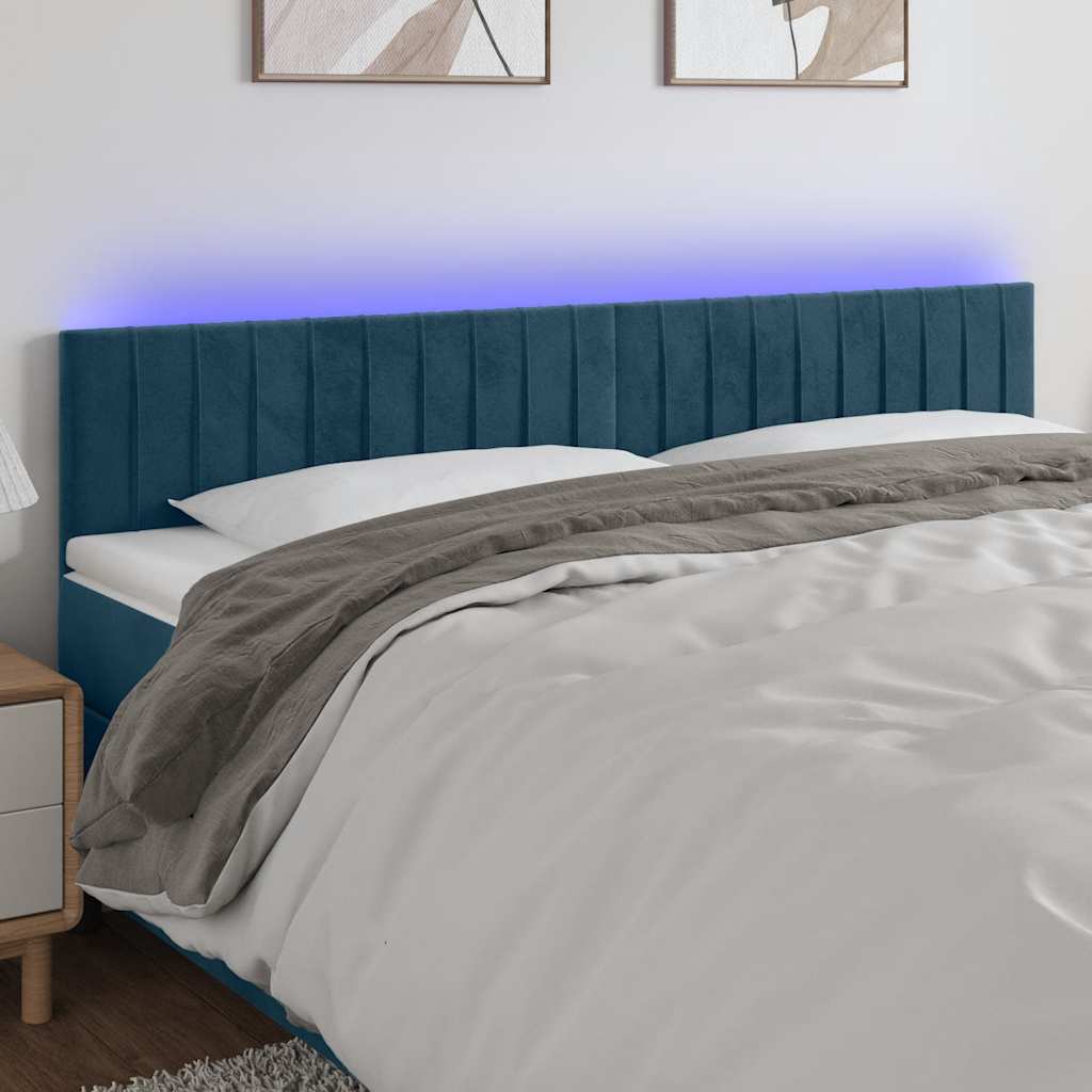 LED Kopfteil Dunkelblau 160x5x78/88 cm Samt