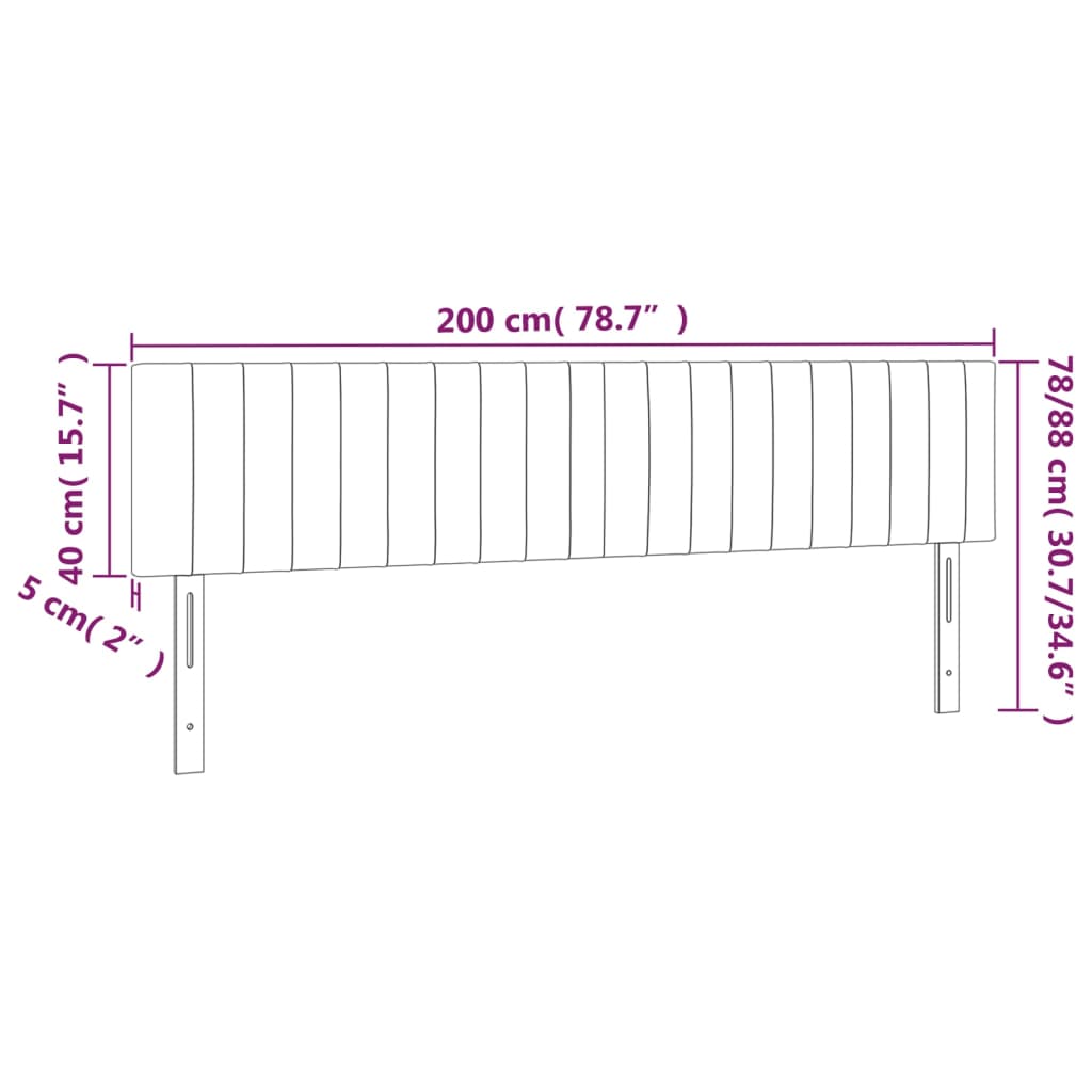 LED Kopfteil Hellgrau 200x5x78/88 cm Samt