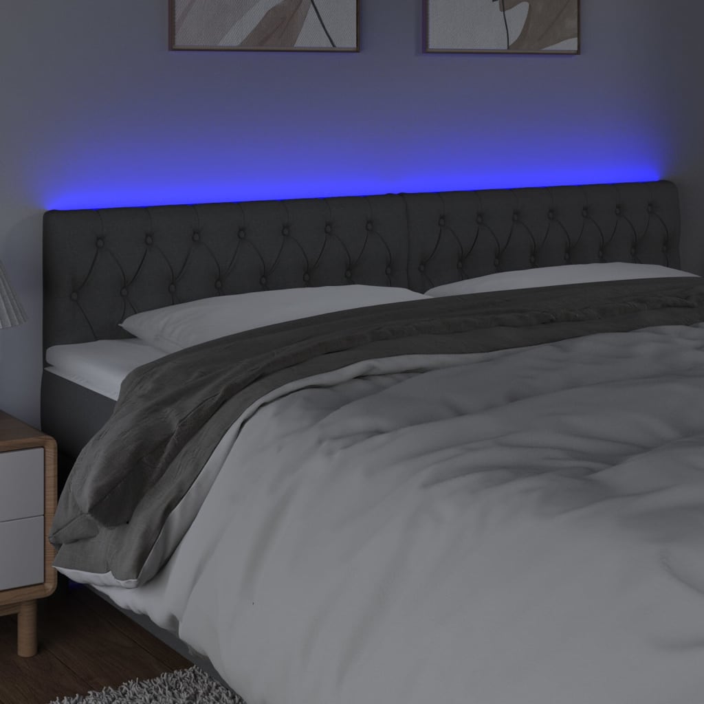 LED Kopfteil Dunkelgrau 180x7x78/88 cm Stoff