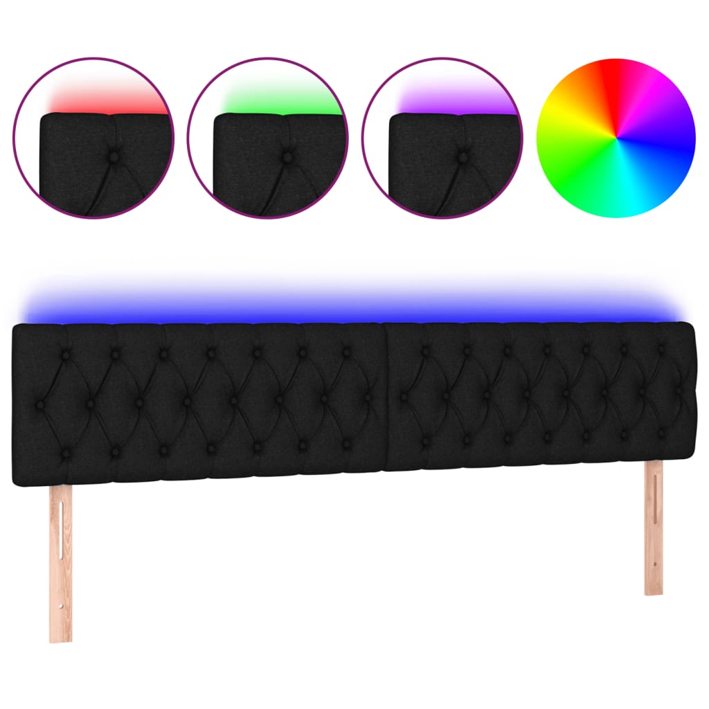 LED Kopfteil Schwarz 200x7x78/88 cm Stoff