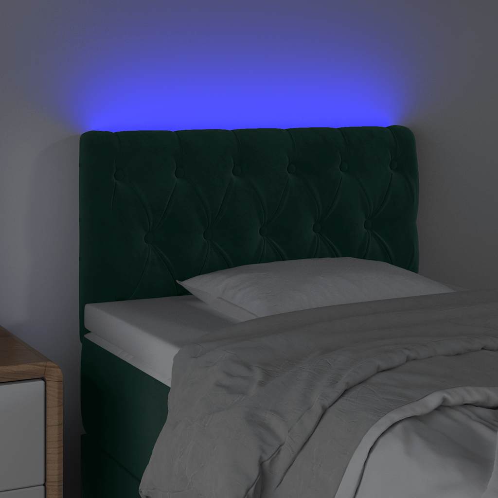 LED Kopfteil Dunkelgrün 80x7x78/88 cm Samt