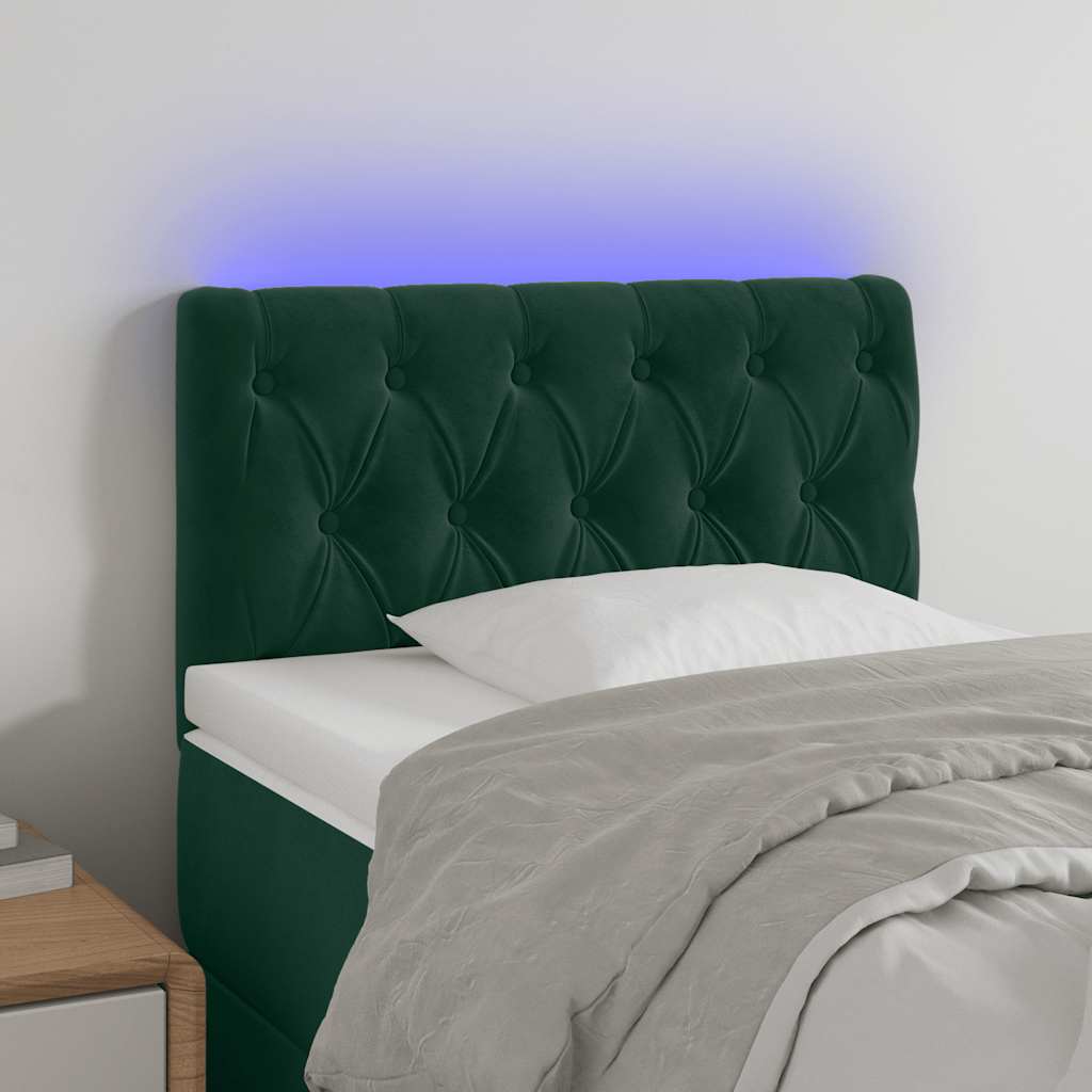LED Kopfteil Dunkelgrün 80x7x78/88 cm Samt