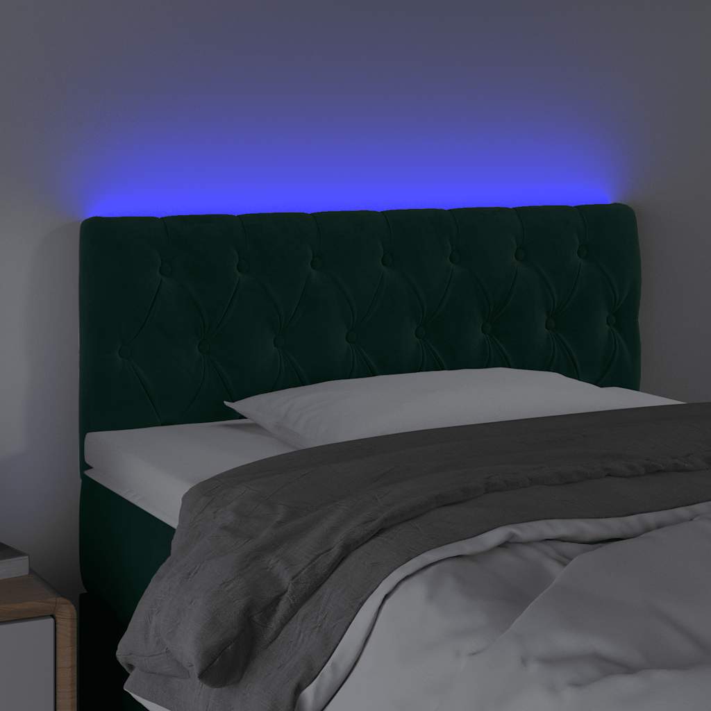 LED Kopfteil Dunkelgrün 100x7x78/88 cm Samt