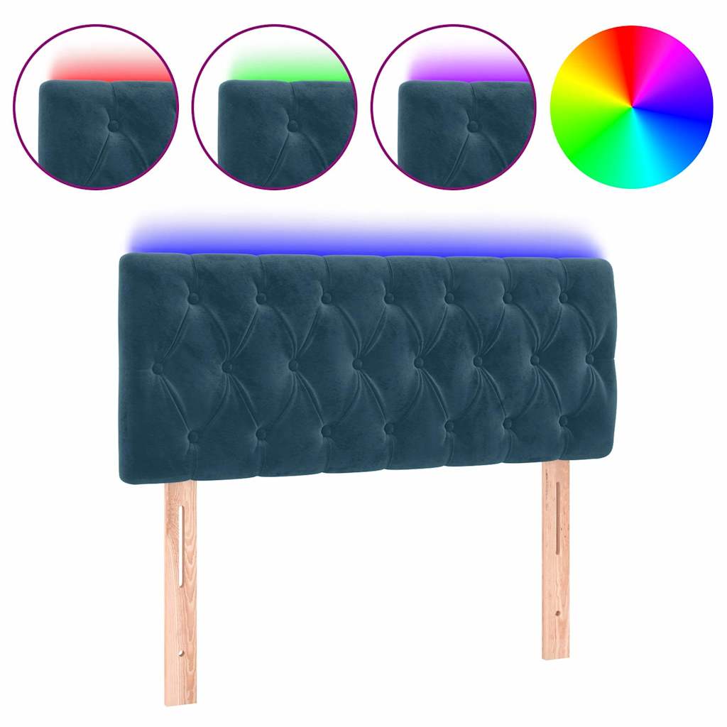 LED Kopfteil Dunkelblau 100x7x78/88 cm Samt