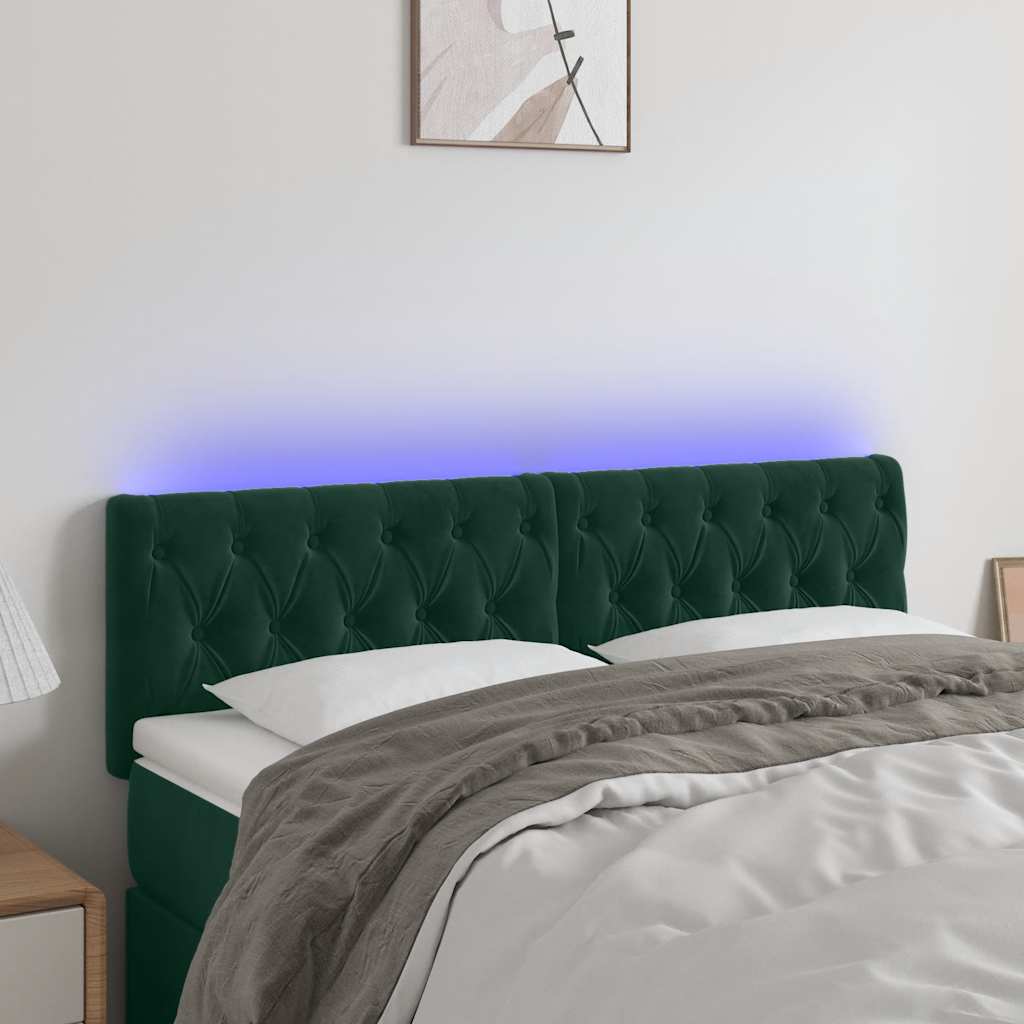 LED Kopfteil Dunkelgrün 160x7x78/88 cm Samt