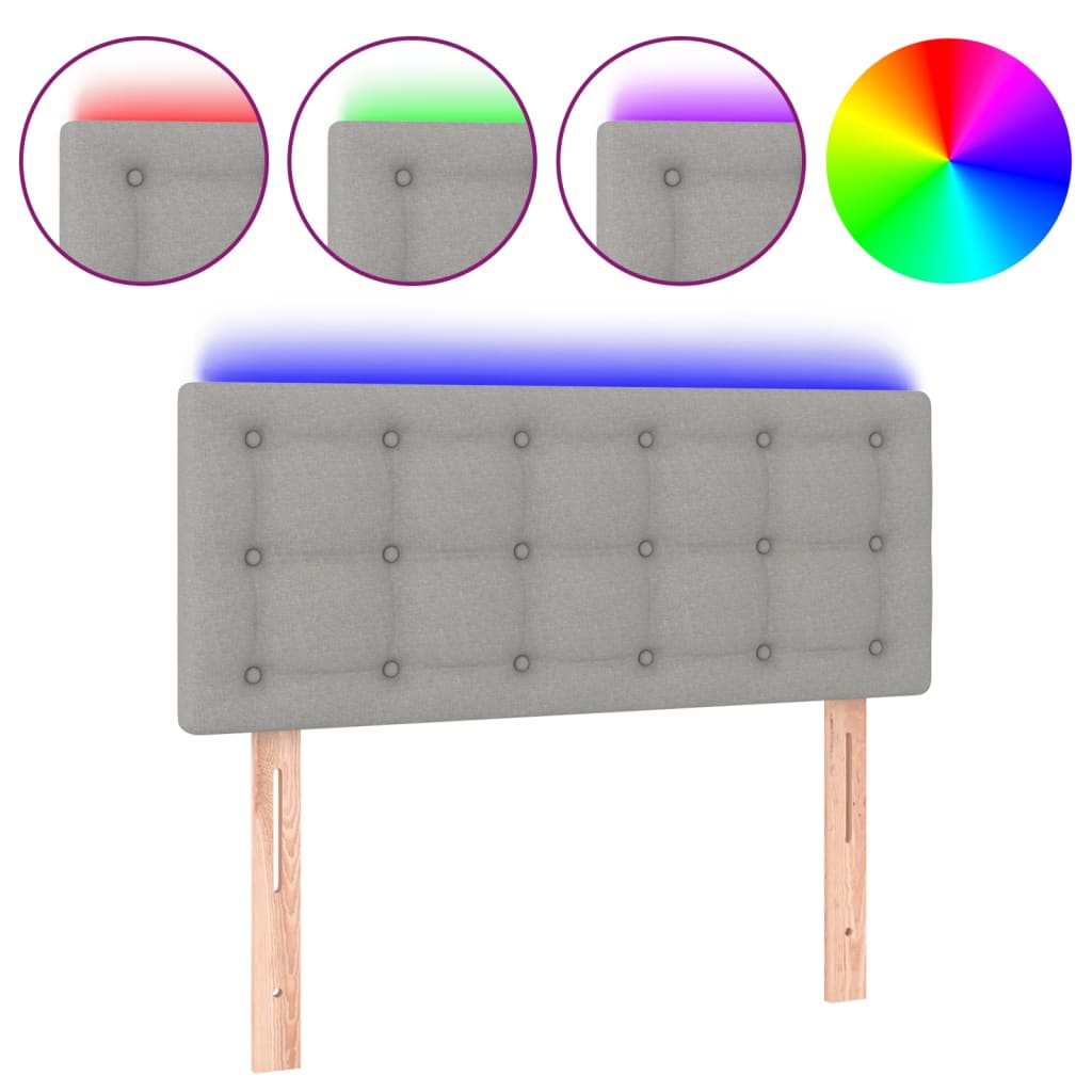 LED Kopfteil Hellgrau 80x5x78/88 cm Stoff