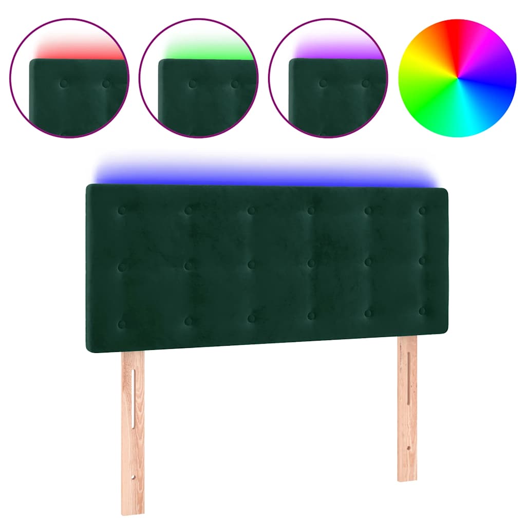LED Kopfteil Dunkelgrün 90x5x78/88 cm Samt