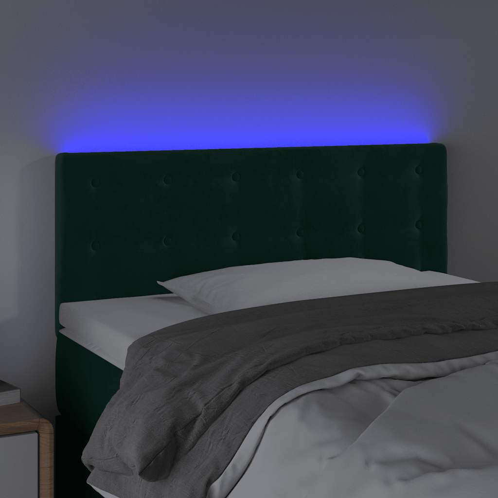 LED Kopfteil Dunkelgrün 100x5x78/88 cm Samt