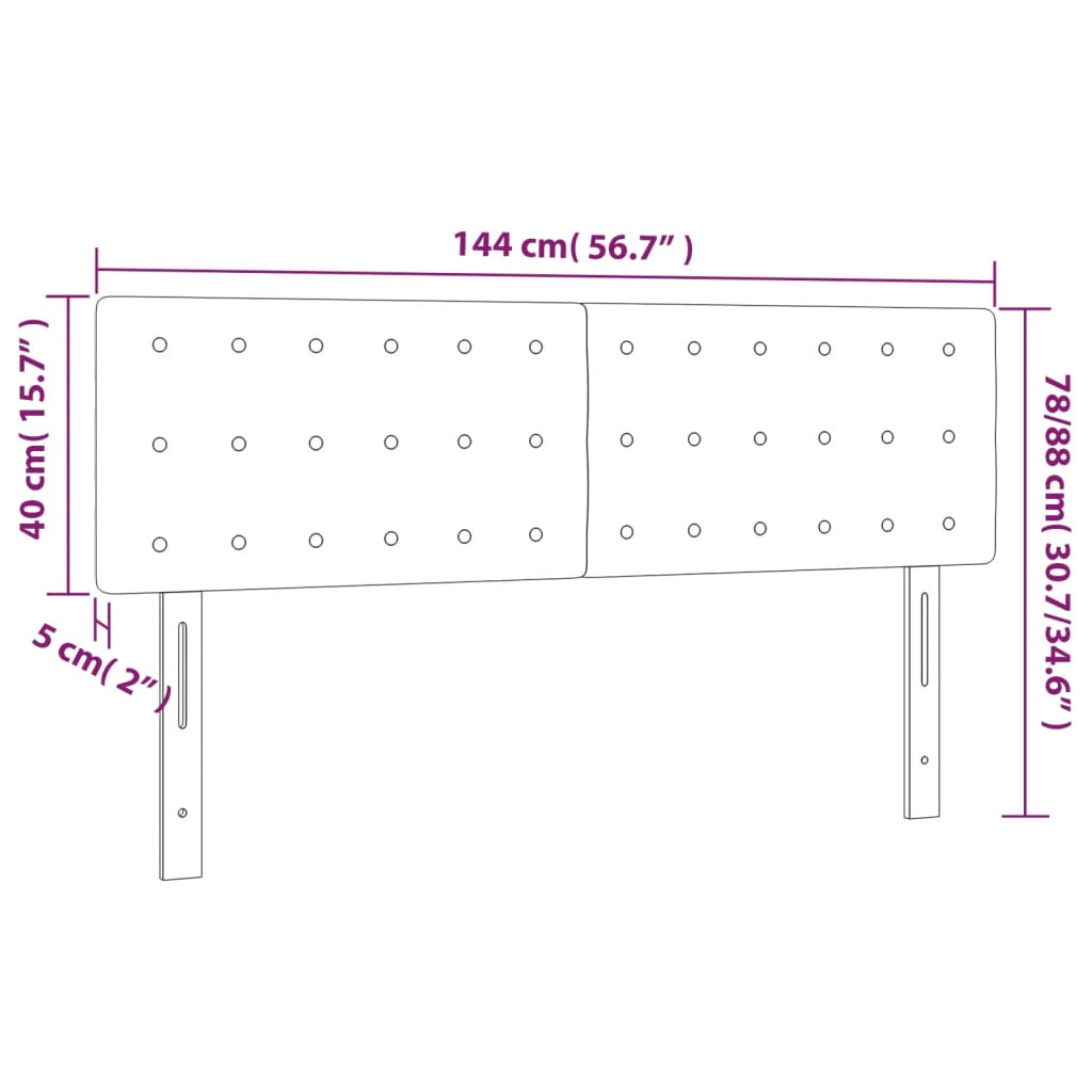 LED Kopfteil Rosa 144x5x78/88 cm Samt