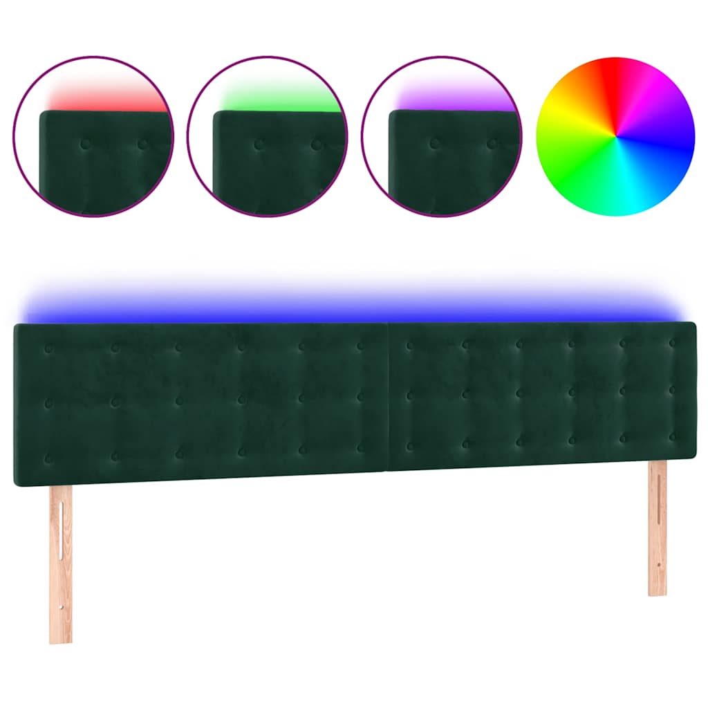 LED Kopfteil Dunkelgrün 160x5x78/88 cm Samt