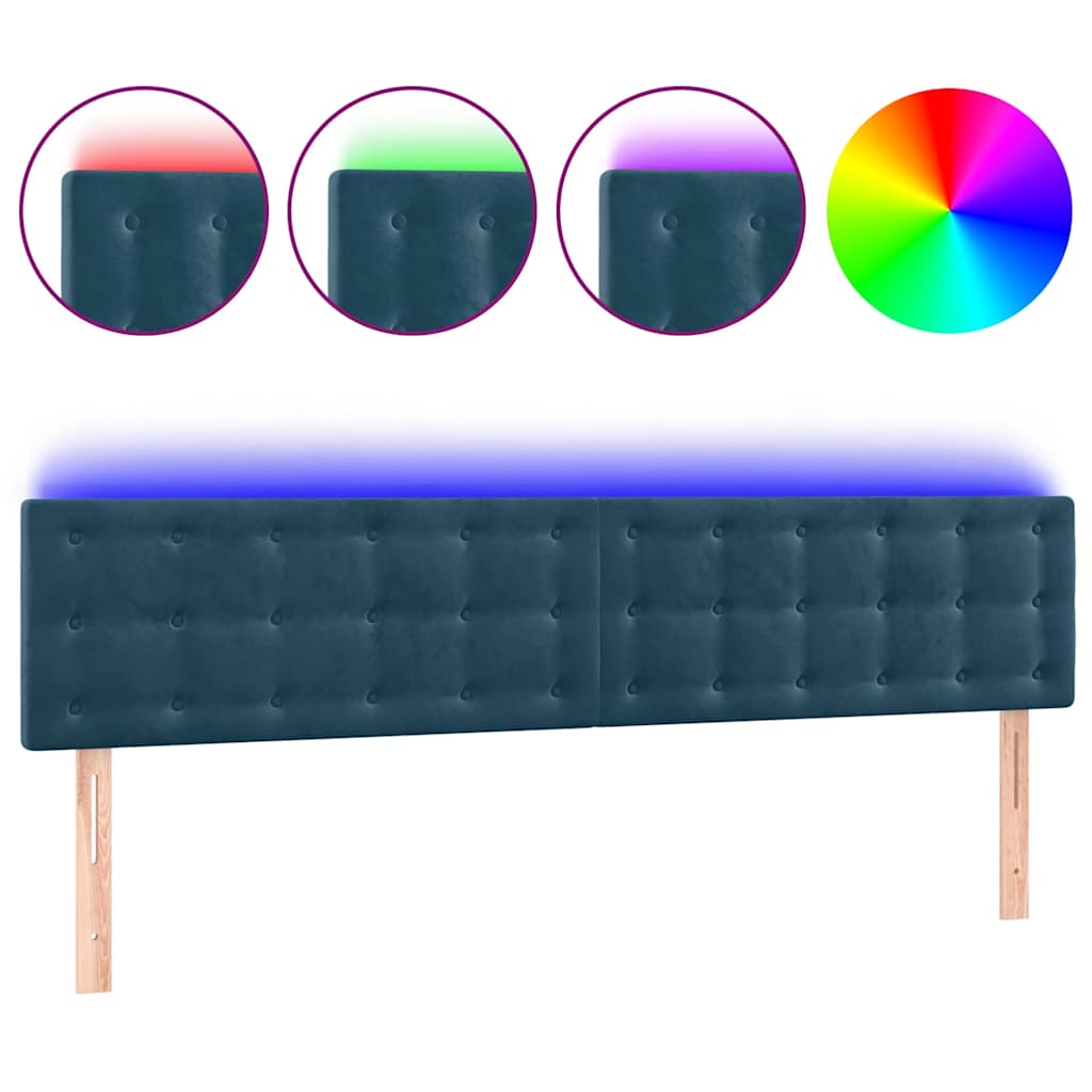 LED Kopfteil Dunkelblau 160x5x78/88 cm Samt
