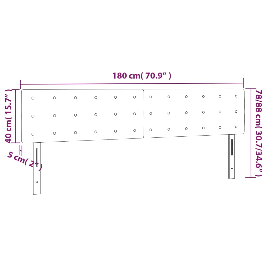 LED Kopfteil Dunkelgrau 180x5x78/88 cm Samt