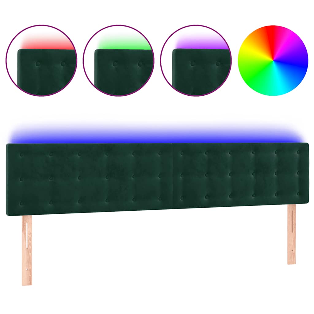 LED Kopfteil Dunkelgrün 180x5x78/88 cm Samt