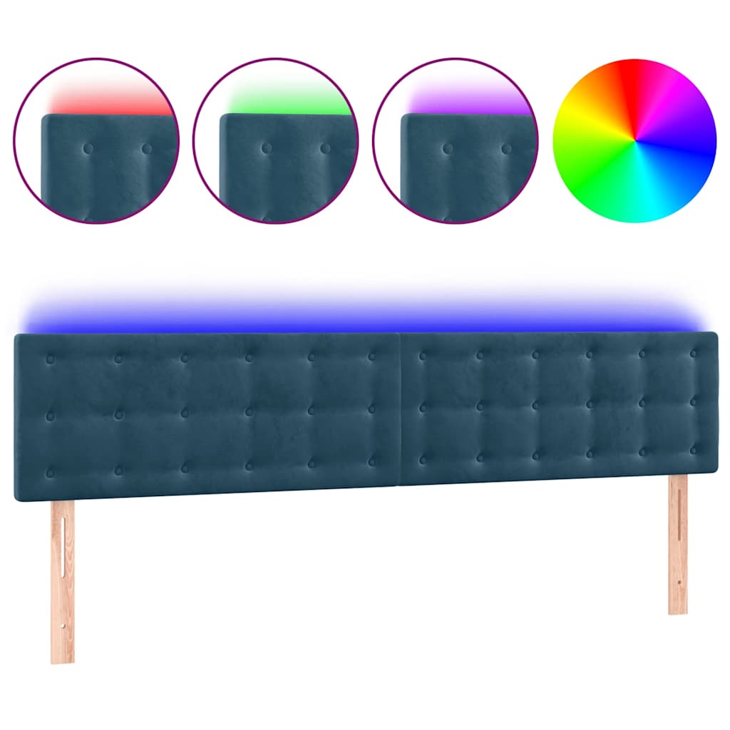 LED Kopfteil Dunkelblau 180x5x78/88 cm Samt