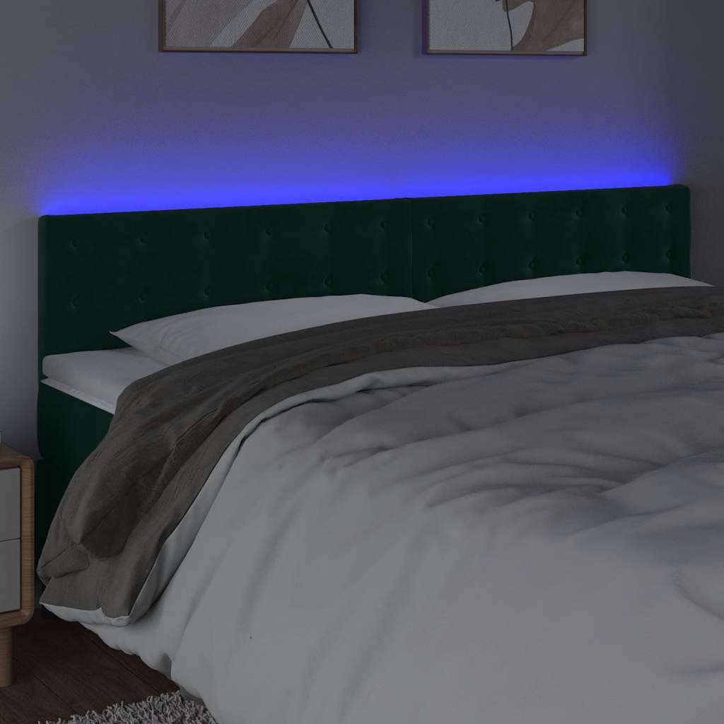 LED Kopfteil Dunkelgrün 200x5x78/88 cm Samt
