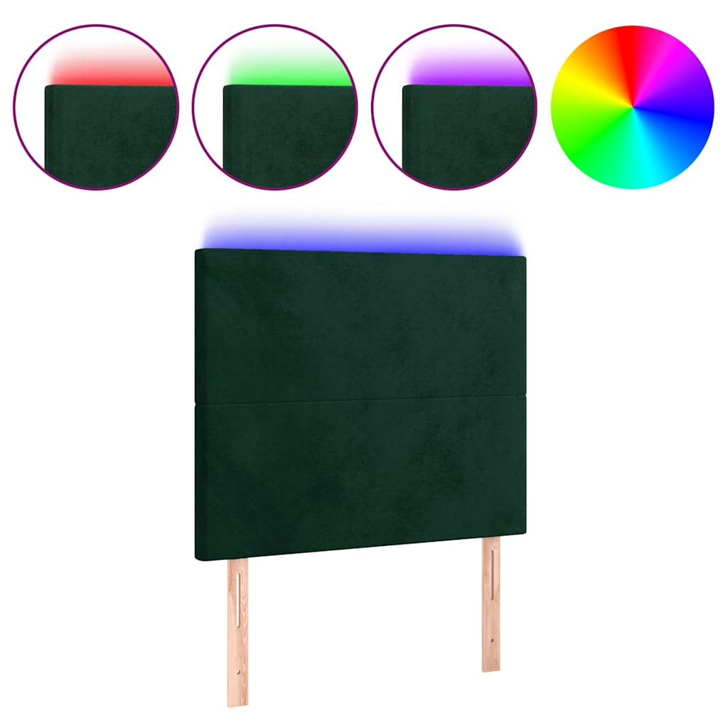 LED Kopfteil Dunkelgrün 100x5x118/128 cm Samt
