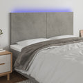LED Kopfteil Hellgrau 160x5x118/128 cm Samt