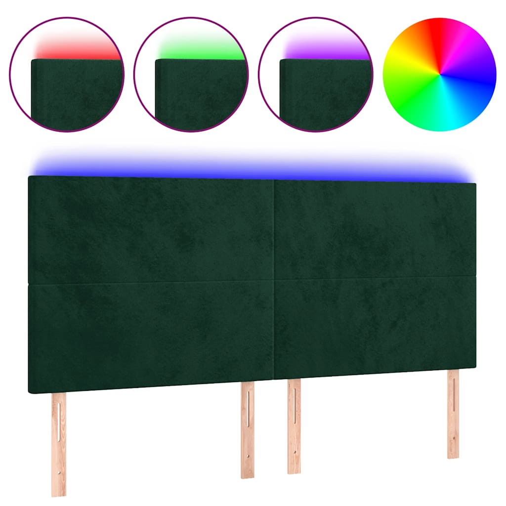 LED Kopfteil Dunkelgrün 160x5x118/128 cm Samt