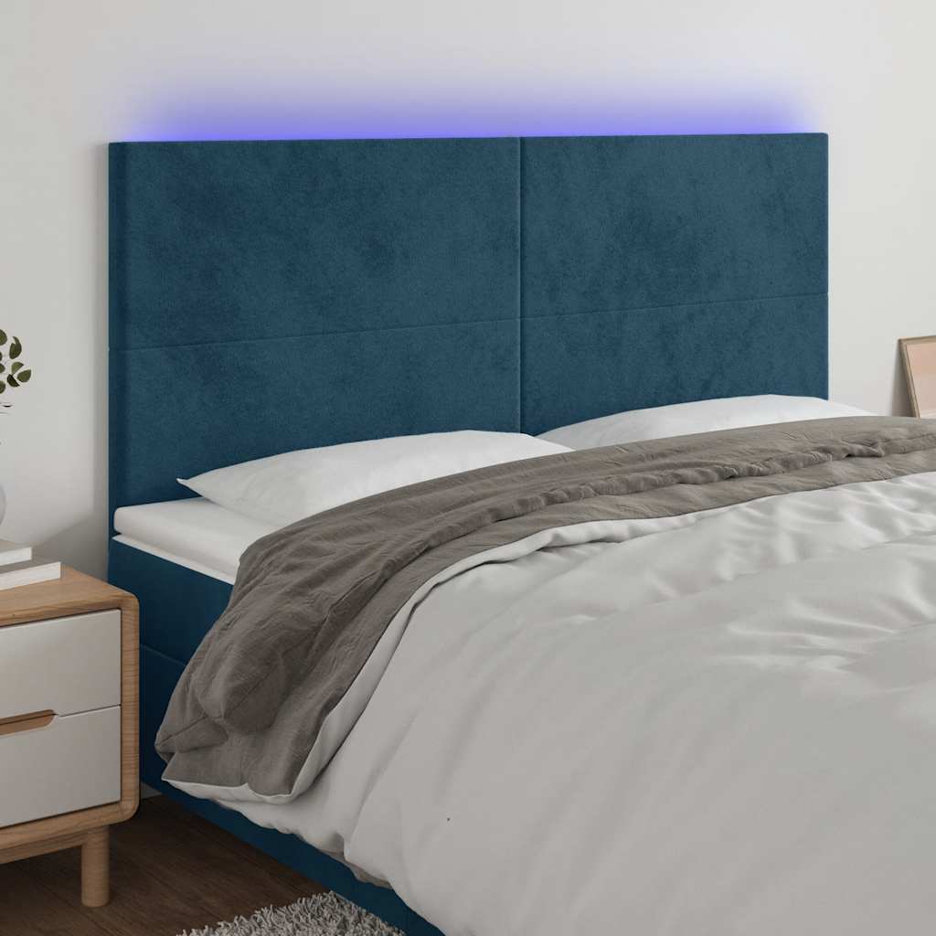 LED Kopfteil Dunkelblau 160x5x118/128 cm Samt