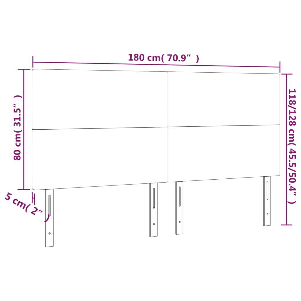 LED Kopfteil Hellgrau 180x5x118/128 cm Samt