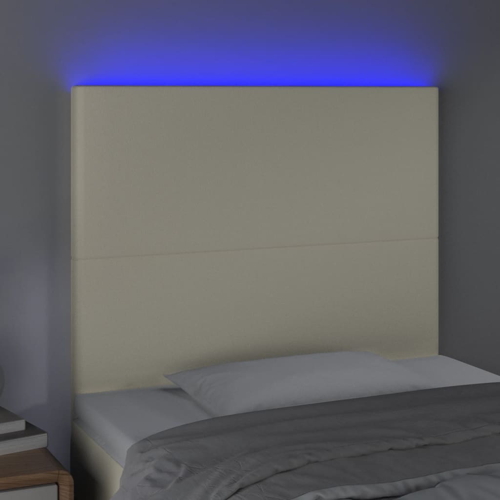 LED Kopfteil Creme 90x5x118/128 cm Kunstleder