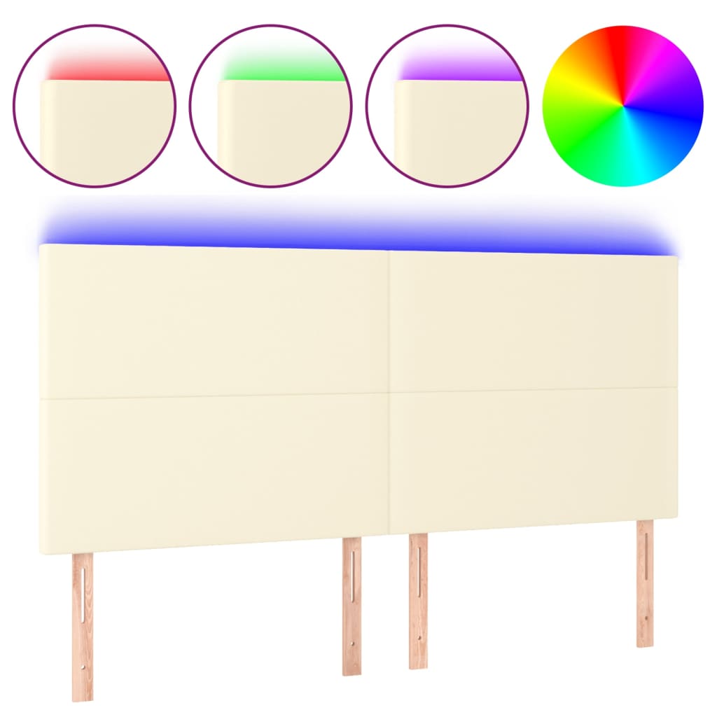 LED Kopfteil Creme 200x5x118/128 cm Kunstleder