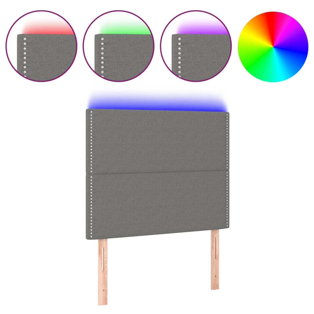 LED Kopfteil Dunkelgrau 80x5x118/128 cm Stoff