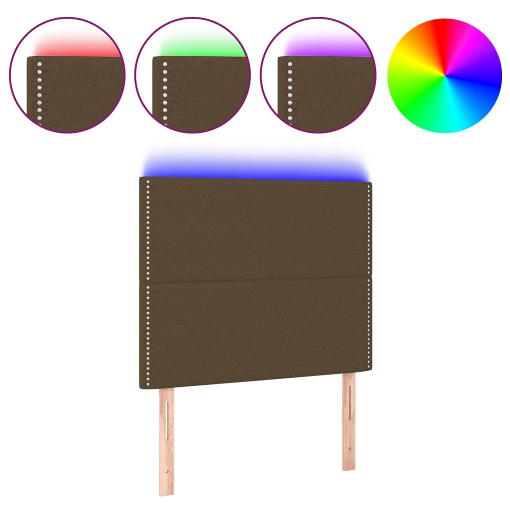 LED Kopfteil Dunkelbraun 90x5x118/128 cm Stoff