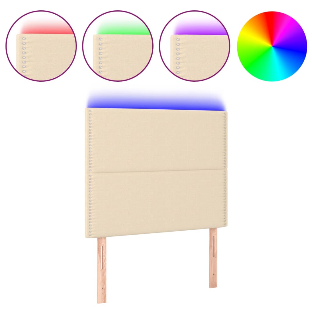 LED Kopfteil Creme 90x5x118/128 cm Stoff