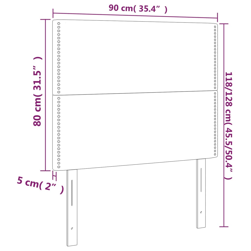 LED Kopfteil Creme 90x5x118/128 cm Stoff