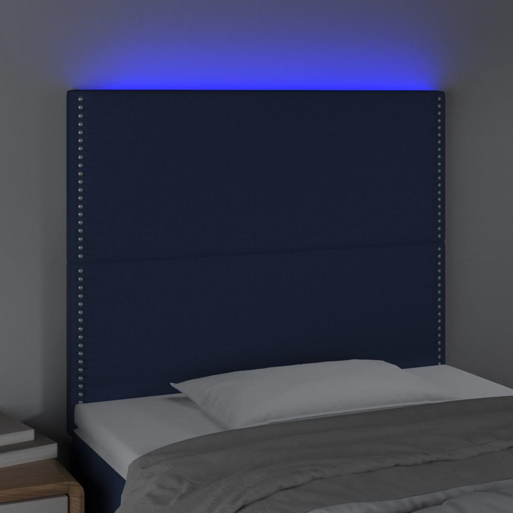 LED Kopfteil Blau 100x5x118/128 cm Stoff