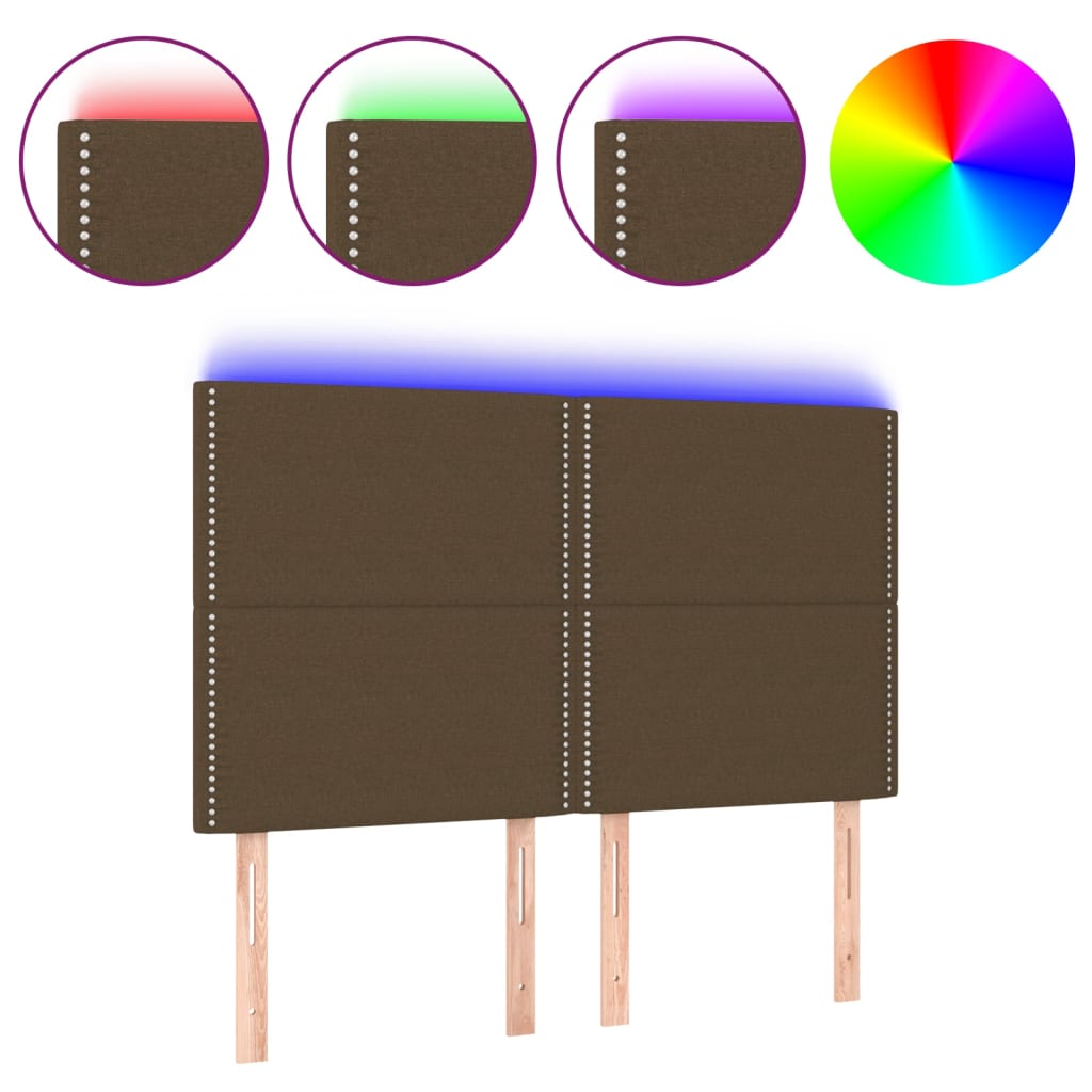 LED Kopfteil Dunkelbraun 144x5x118/128 cm Stoff