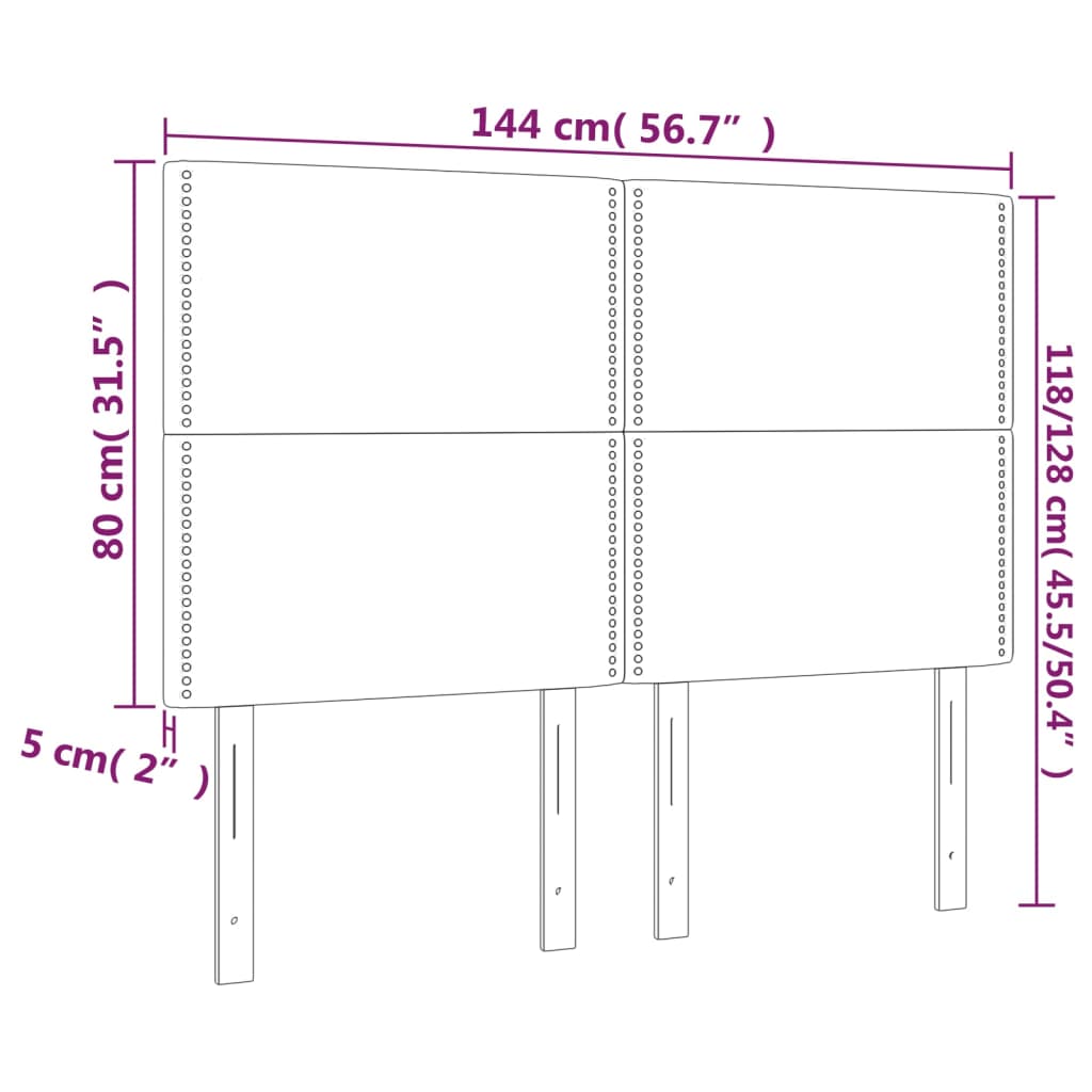 LED Kopfteil Blau 144x5x118/128 cm Stoff