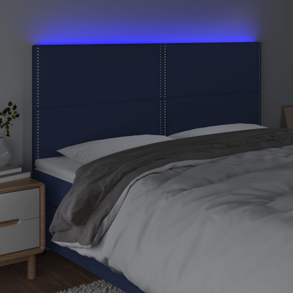 LED Kopfteil Blau 180x5x118/128 cm Stoff