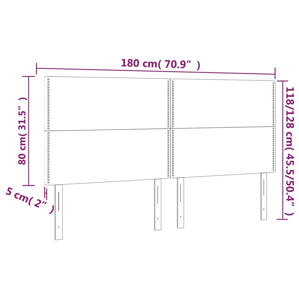 LED Kopfteil Blau 180x5x118/128 cm Stoff