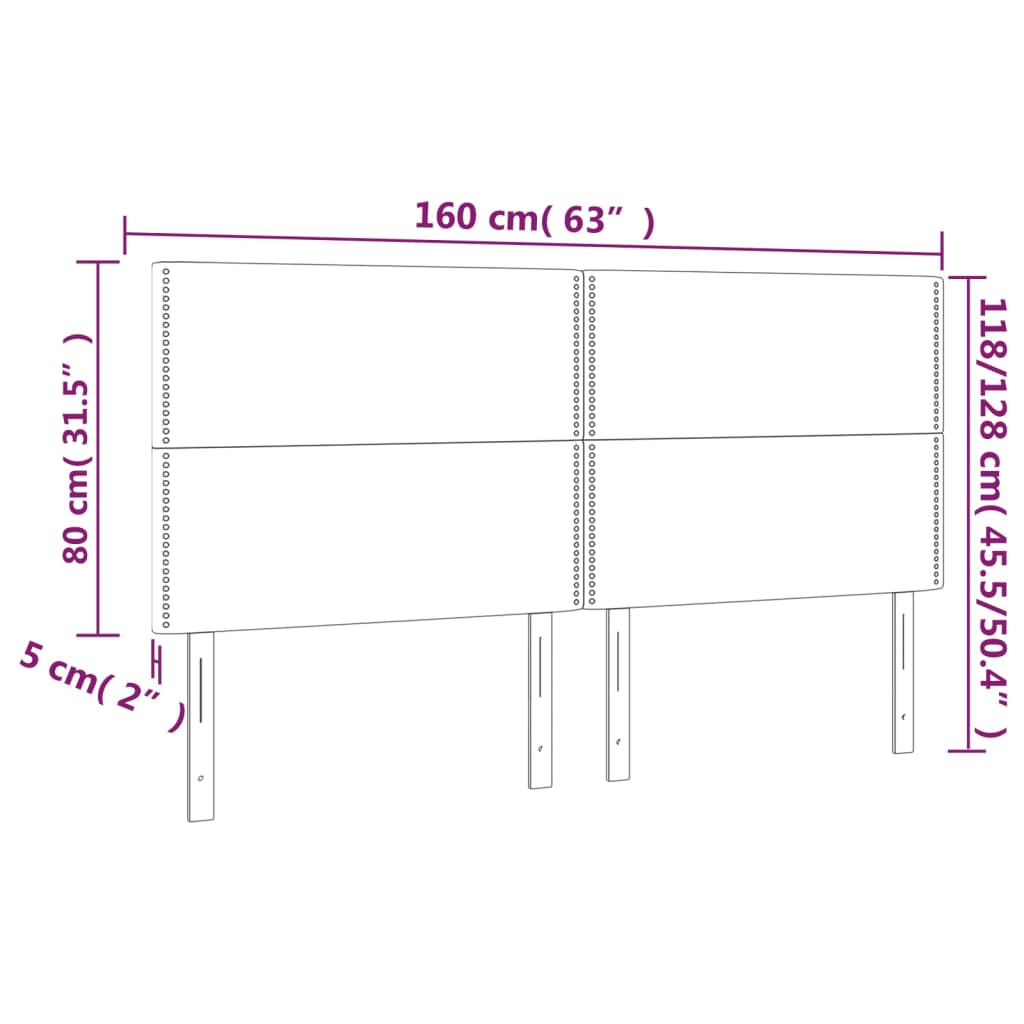 LED Kopfteil Schwarz 160x5x118/128 cm Samt