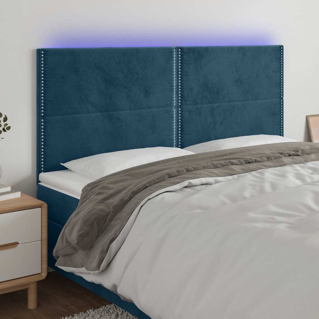 LED Kopfteil Dunkelblau 160x5x118/128 cm Samt