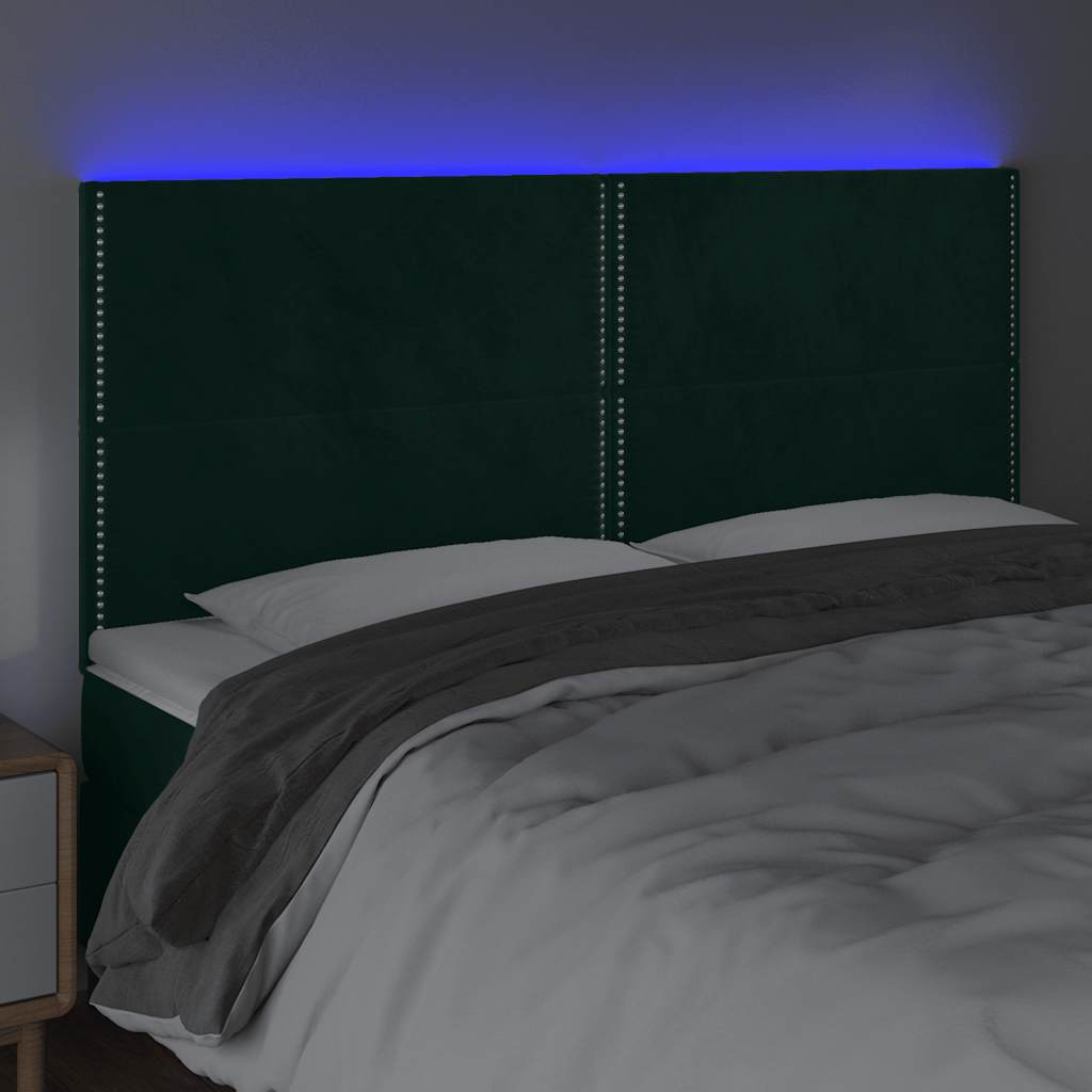 LED Kopfteil Dunkelgrün 180x5x118/128 cm Samt