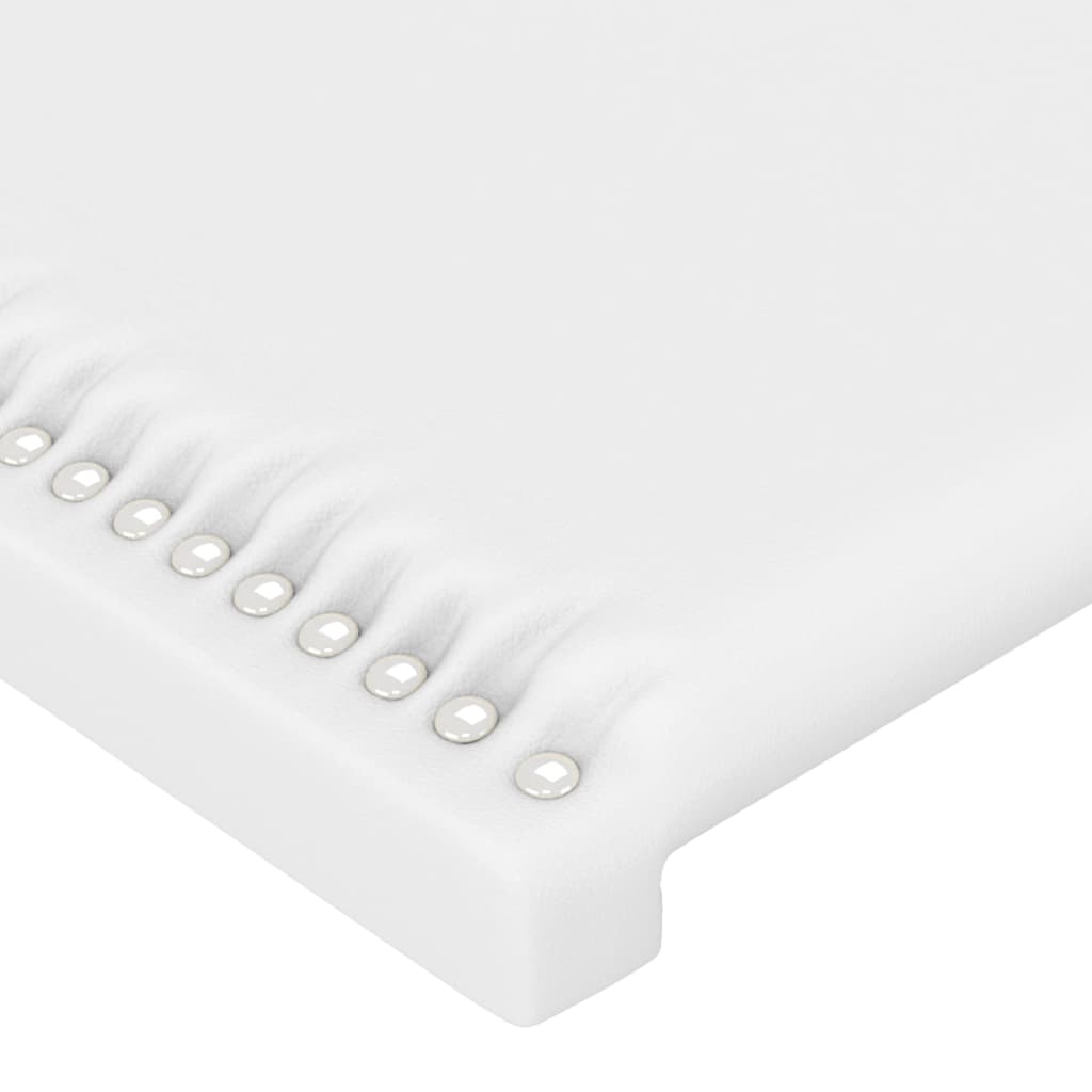 LED Kopfteil Weiß 200x5x118/128 cm Kunstleder