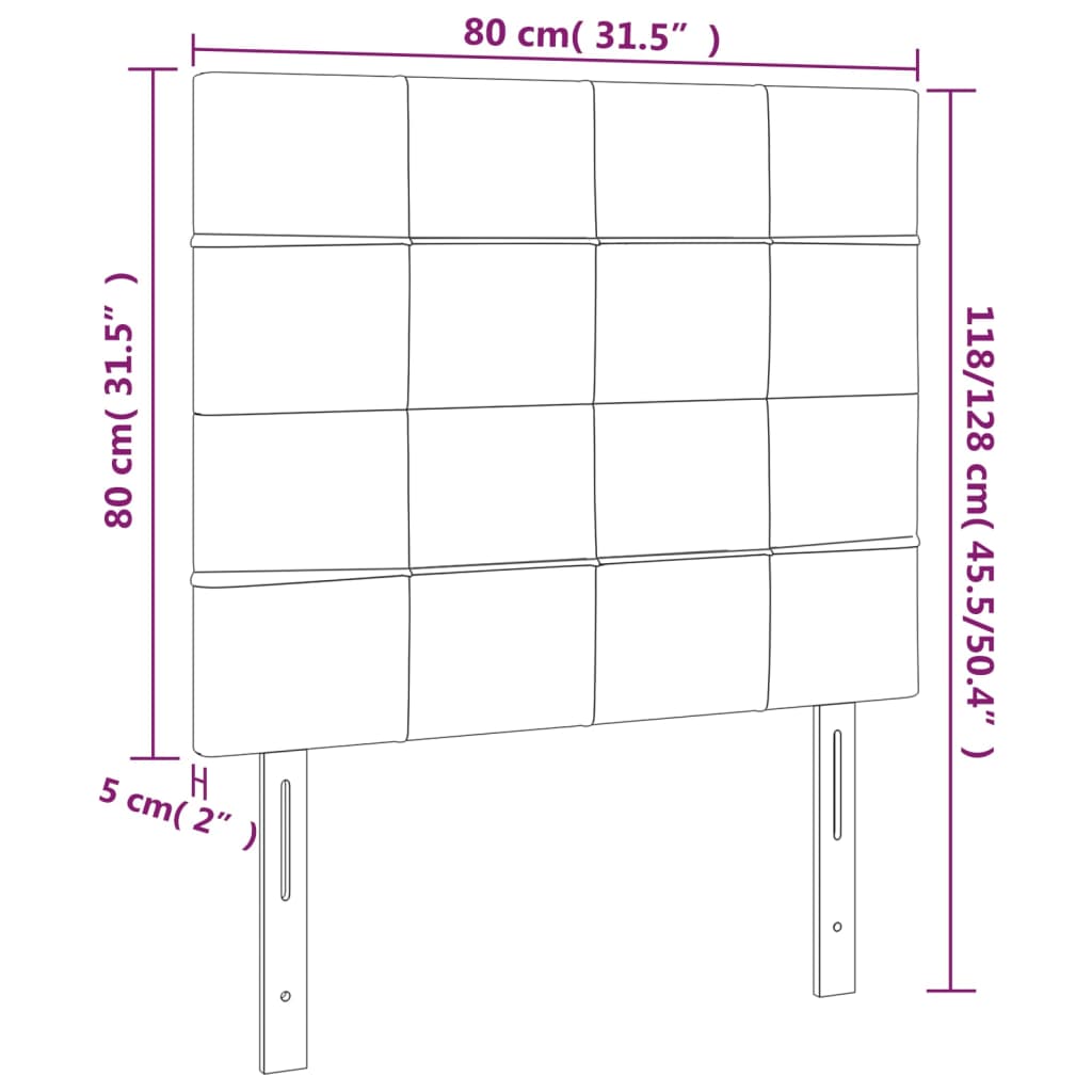 LED Kopfteil Taupe 80x5x118/128 cm Stoff