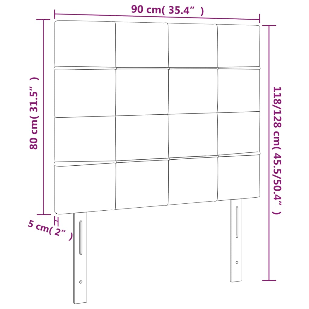 LED Kopfteil Creme 90x5x118/128 cm Stoff