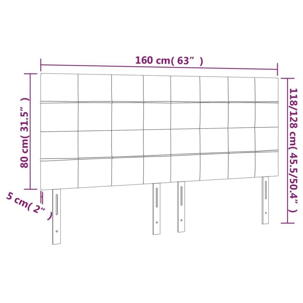 LED Kopfteil Hellgrau 160x5x118/128 cm Stoff