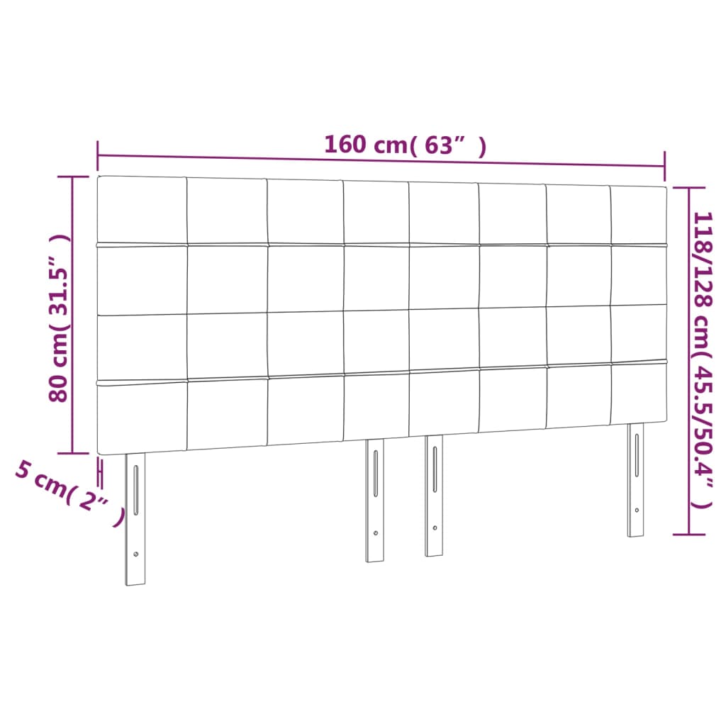 LED Kopfteil Dunkelgrau 160x5x118/128 cm Stoff