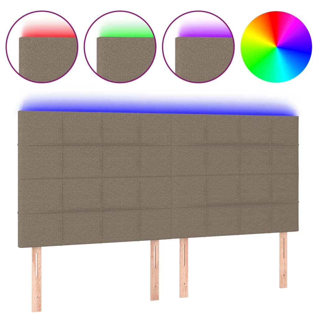 LED Kopfteil Taupe 160x5x118/128 cm Stoff