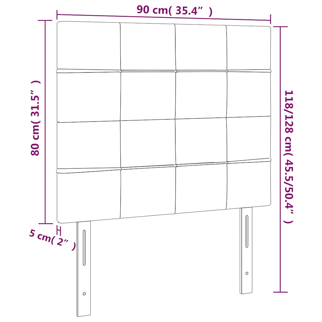 LED Kopfteil Dunkelgrün 90x5x118/128 cm Samt