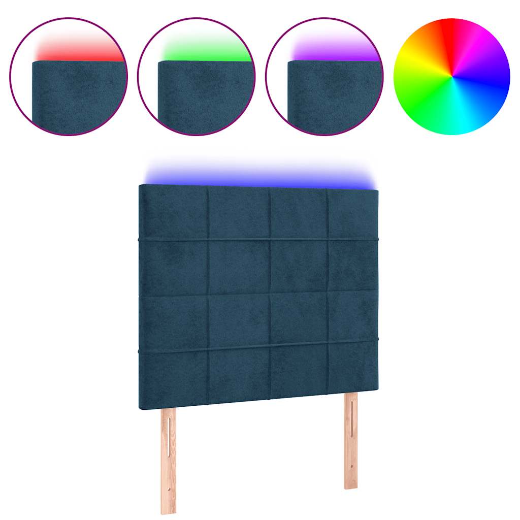 LED Kopfteil Dunkelblau 90x5x118/128 cm Samt