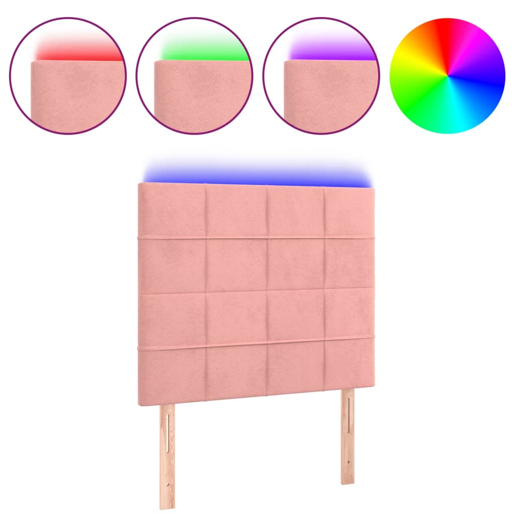 LED Kopfteil Rosa 90x5x118/128 cm Samt